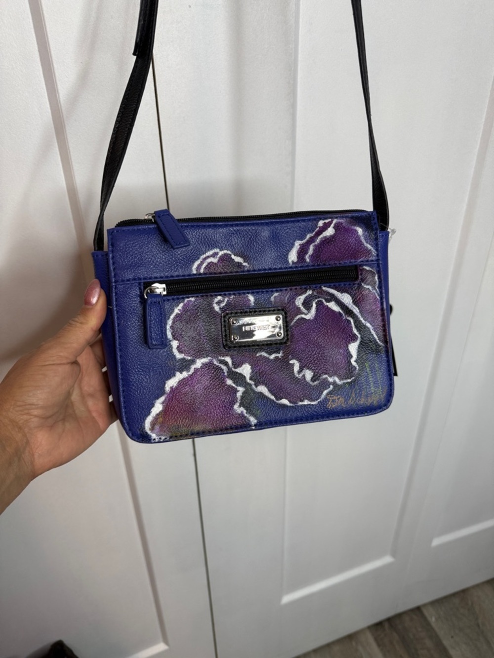 Nine  West Floral Painted Purple Crossbody Bag - NWTs